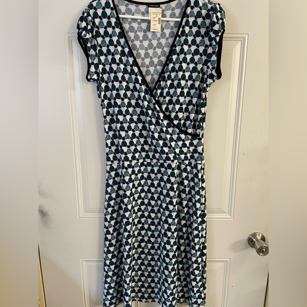 NWT Large Maurice’s Teal, White, Black Dress